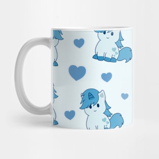 Cute Blue Valentine Unicorn pattern Mug